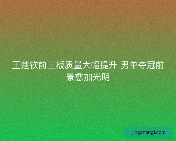 王楚钦前三板质量大幅提升 男单夺冠前景愈加光明